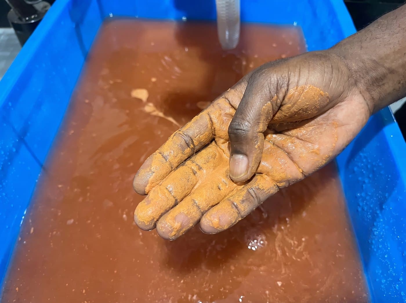 Freshly atomized powder, straight from the water bath.